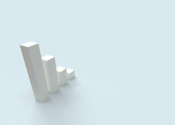 a bar chart is shown on a blue background