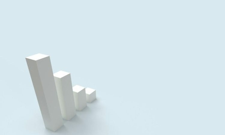 a bar chart is shown on a blue background