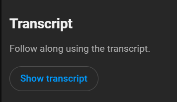 YouTube's transcript feature
