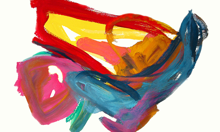 Abstract painting with vibrant colours and energetic strokes